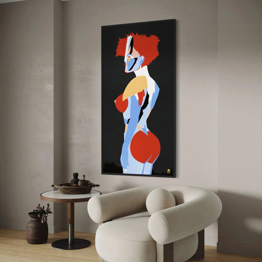 Vibrant geometric composition, colorful abstract painting ideal for interior decoration.
