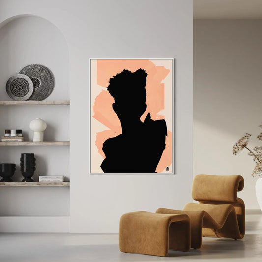 Mysterious shadow in pastel light, decorative contemporary painting.