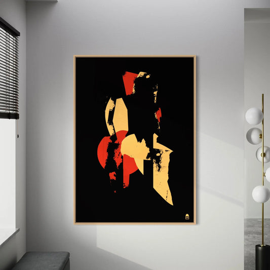 Modern abstract painting highlighting contrasts and textures in an expressive composition.