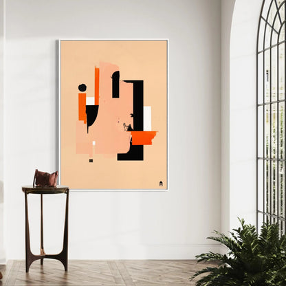 Colorful abstract artwork blending the rigor of lines and the spontaneity of textures, perfect for wall decoration.