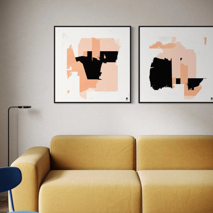 Colorful abstract work combining geometry and spontaneity to enrich wall decoration.