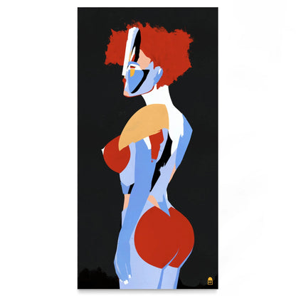 Radiant abstract silhouette in red and yellow, contemporary painting for wall decoration.