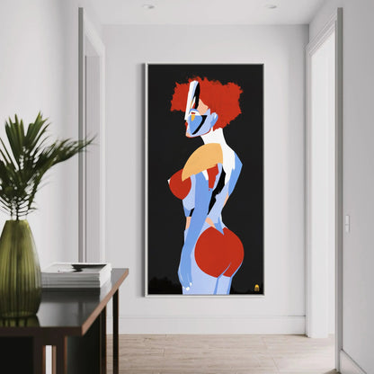 Stylized body in colorful shapes, modern abstract painting for bold wall art.