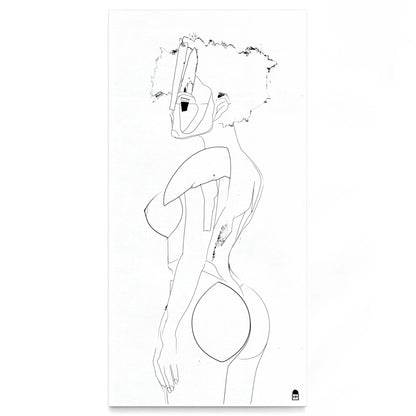 Abstract linear sketch in black, modern decorative wall painting.