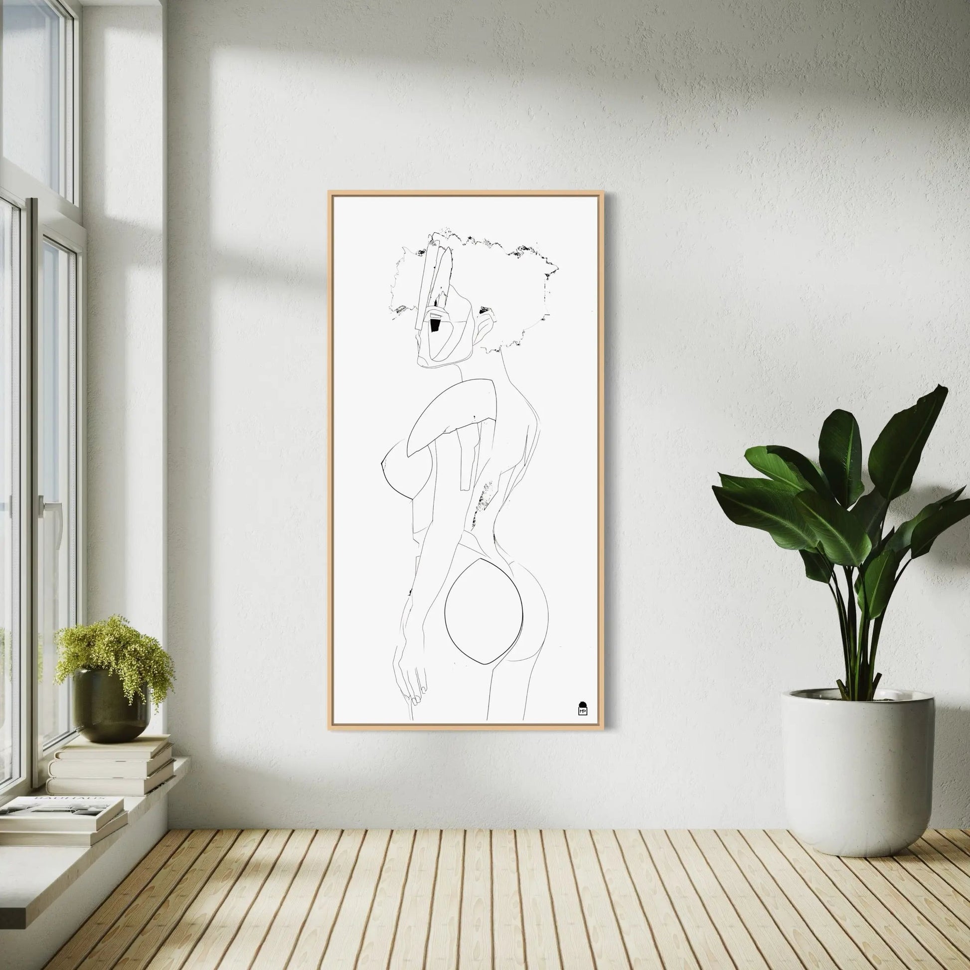 Stylized sketched silhouette, minimalist contemporary abstract painting.