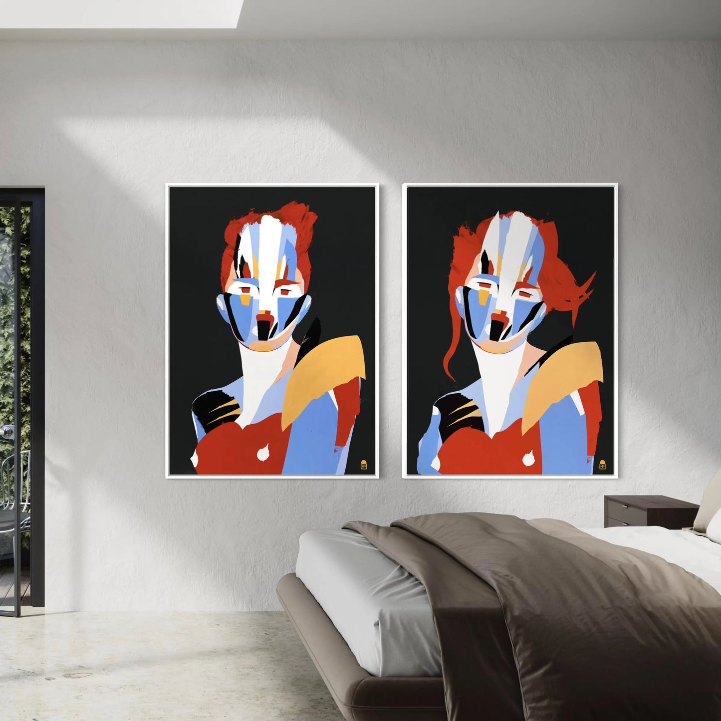 Expressive artwork with vivid contrasts, contemporary abstract painting for unique interior.