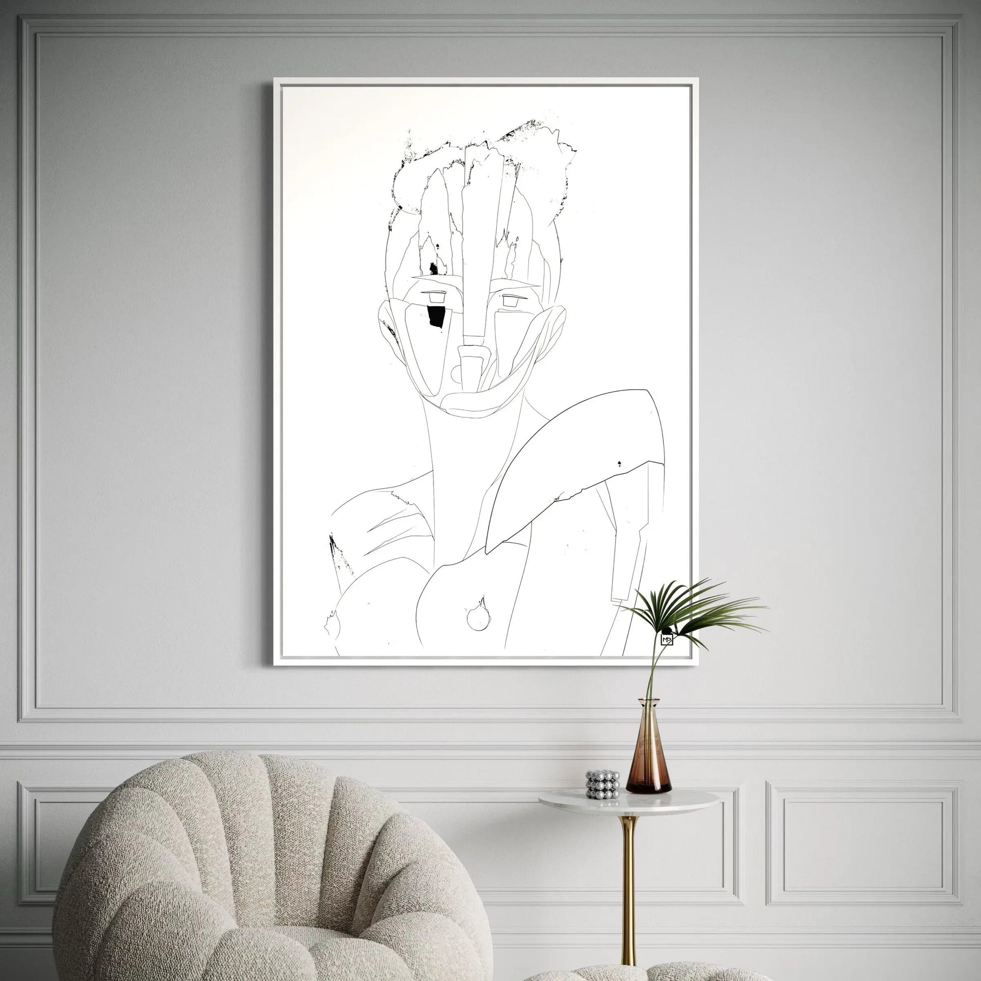 Expressive stylized silhouette, contemporary decorative abstract painting.