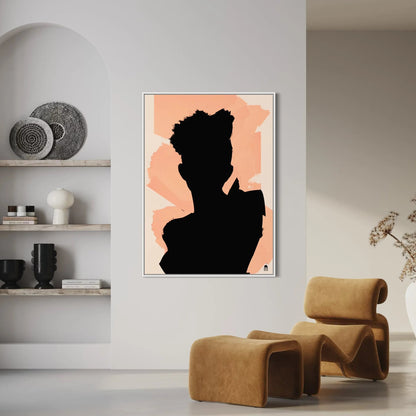 Mysterious shadow in pastel light, decorative contemporary painting.