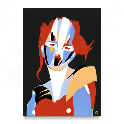 Abstract portrait with vivid colors, expressive contemporary painting for wall decoration.