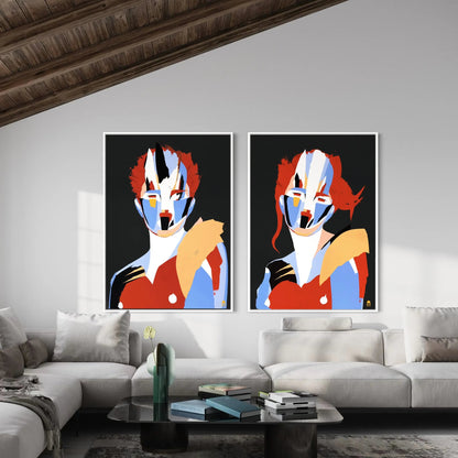 Colorful contrasted artwork, contemporary abstract painting that enlivens decoration.