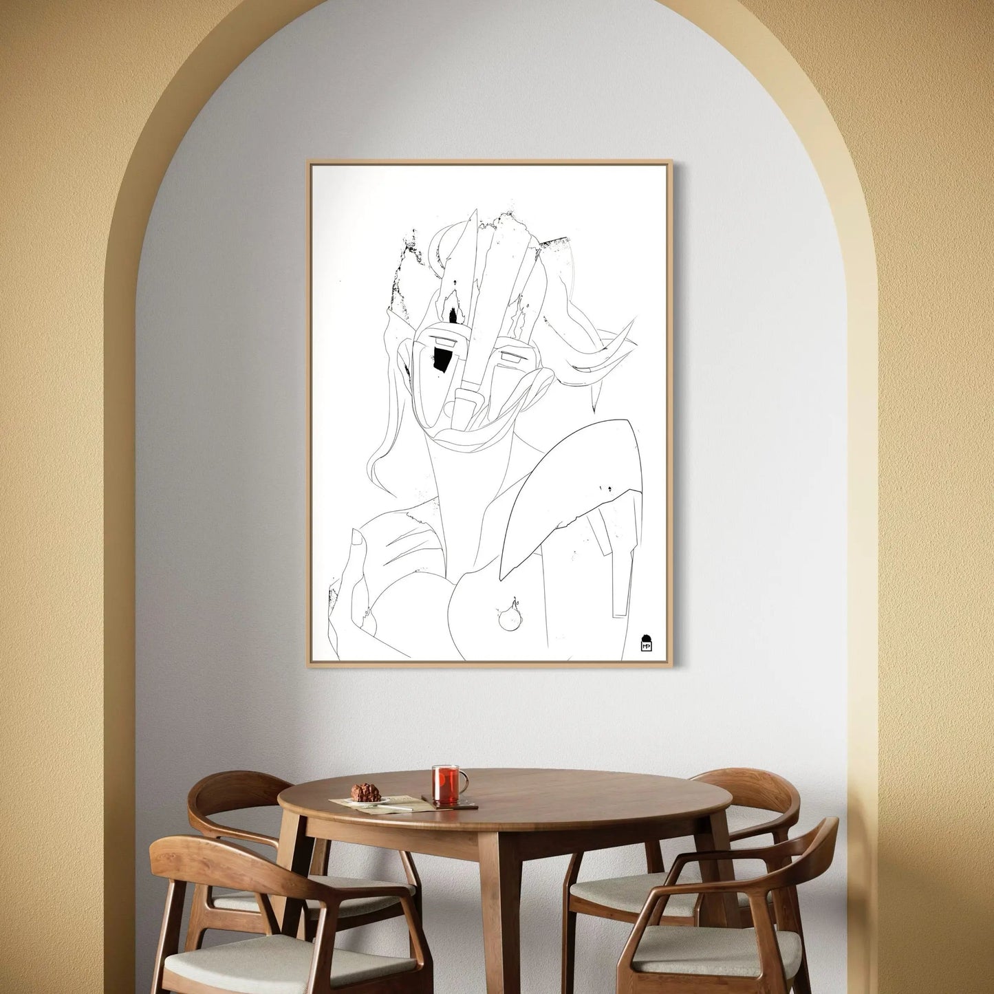 Expressive minimalist composition, colorful contemporary abstract painting.