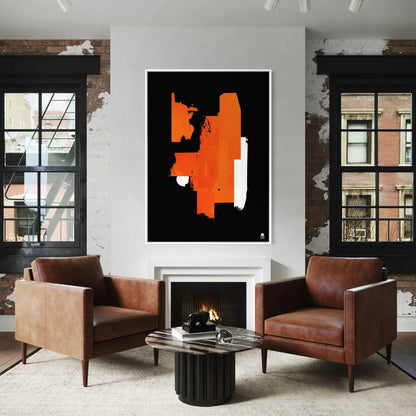 Colorful abstraction with powerful contrast symbolizing mystery and expressive intensity.