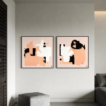 Modern abstract painting with subtle and elegant contrasts, ideal for refined interior decoration.