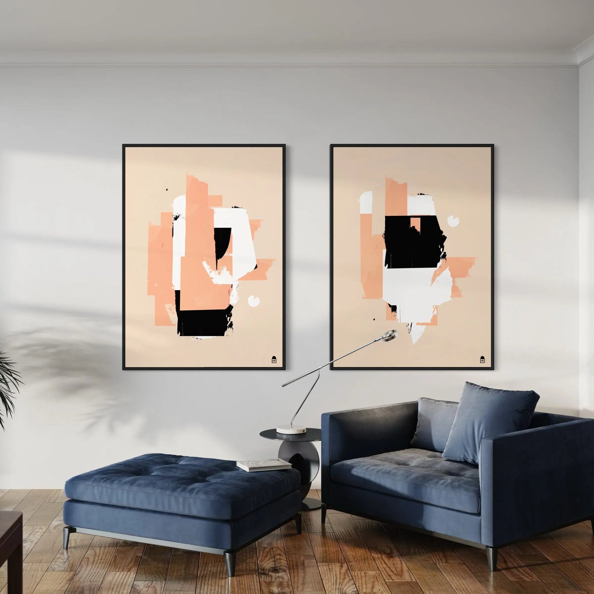 Modern abstraction combining the rigor of structures with the freedom of colored areas.