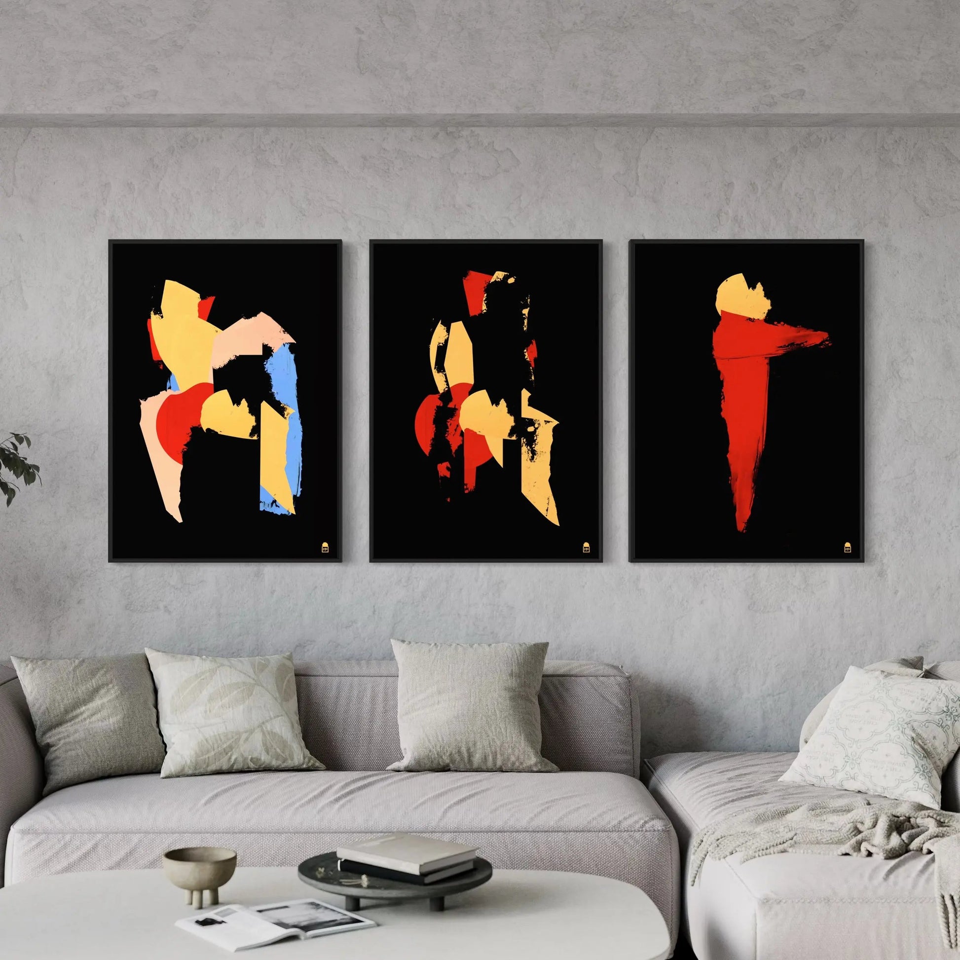 Minimalist colorful abstract work, perfect for impactful wall decoration.