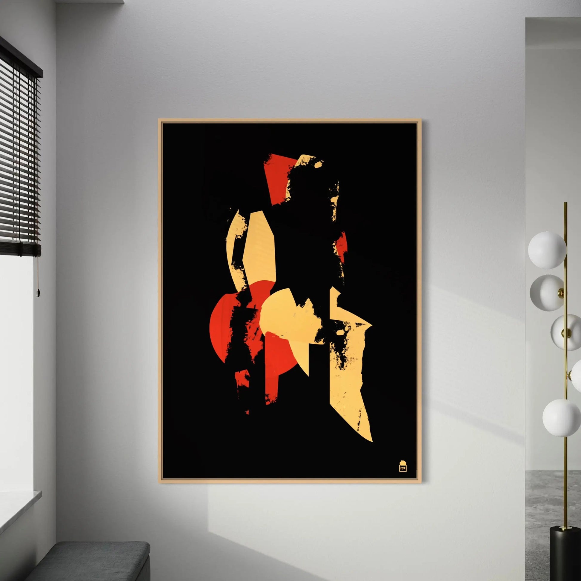 Modern abstract painting highlighting contrasts and textures in an expressive composition.