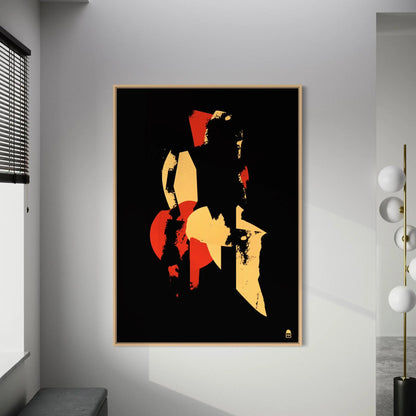 Modern abstract painting highlighting contrasts and textures in an expressive composition.