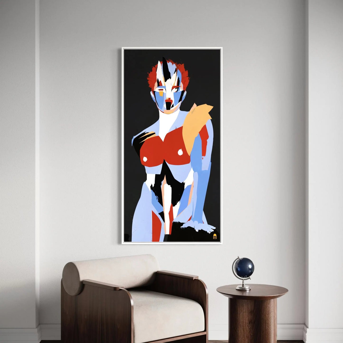 Bold fragmented composition, decorative contemporary abstract painting.