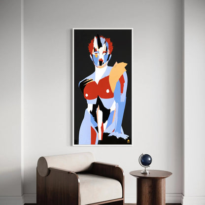 Bold fragmented composition, decorative contemporary abstract painting.